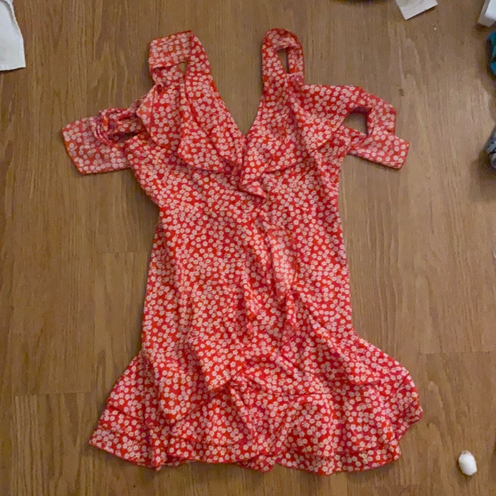 Red floral dress